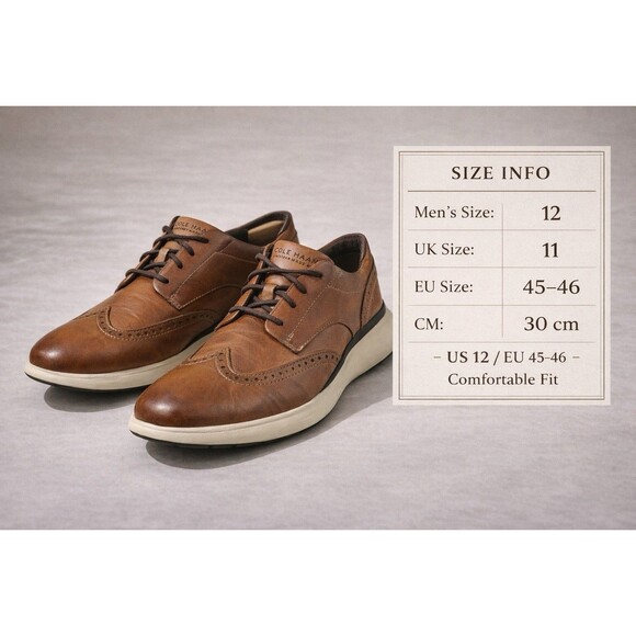 Cole Haan Handmade Mens Brown Leather Wingtip Oxford Sneakers 12